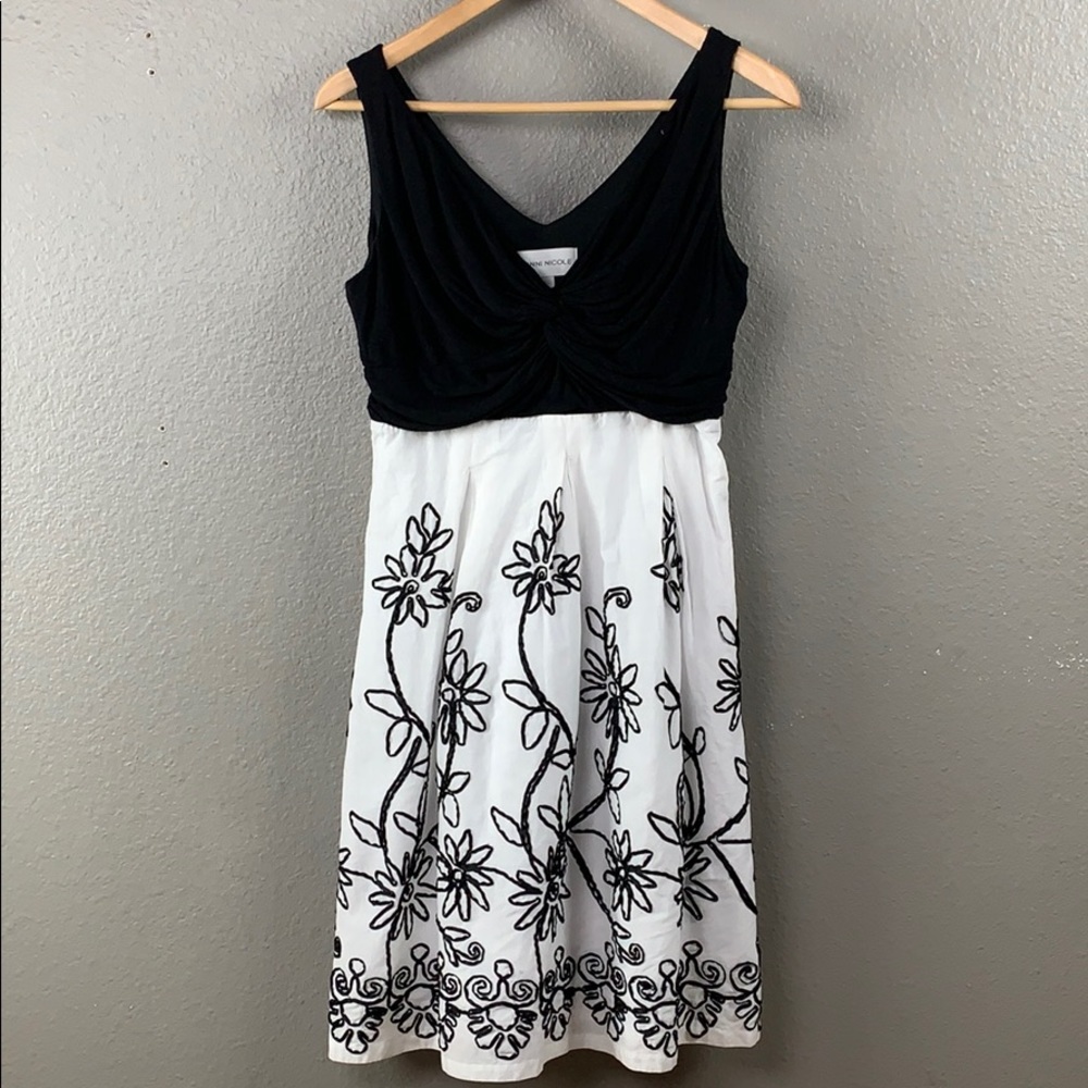 Ronni Nicole black white fit & flare dress - Picture 1 of 8